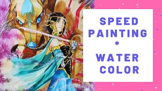 Speed Paintingtime-Lapse Watercolor Illustration - Girl And The Fox God - Bookfantasy