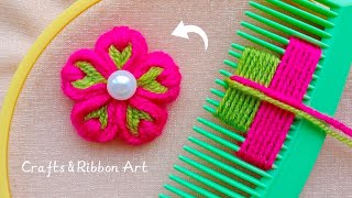 It's so Beautiful 💖🌟 Superb Woolen Flower Making Trick with Hair Comb-Hand Embroidery Amazing Flower