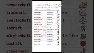 Upgrade your vocabulary from "gut" to "fabelhaft" with these essential -haft adjectives! ✨ #deutsch