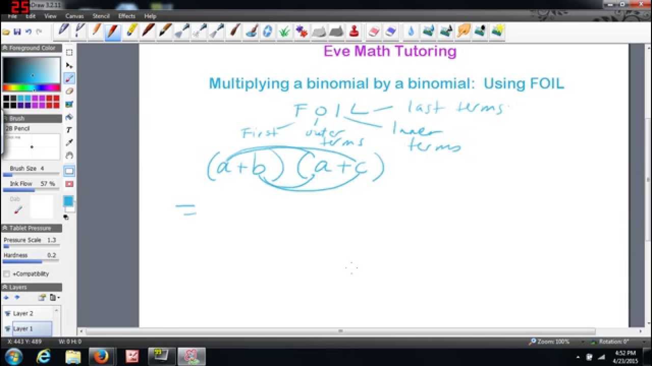 Algebra: Multiplying a Binomial by a Binomial using FOIL - YouTube