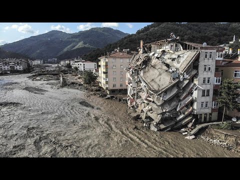 Drone video shows aftermath of devastating floods in Turkey Sinop #shorts