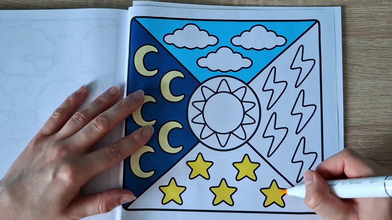 Pokoloruj ze mną- Niebo | Pełny proces | Markery Ohuhu | Relaksująca muzyka