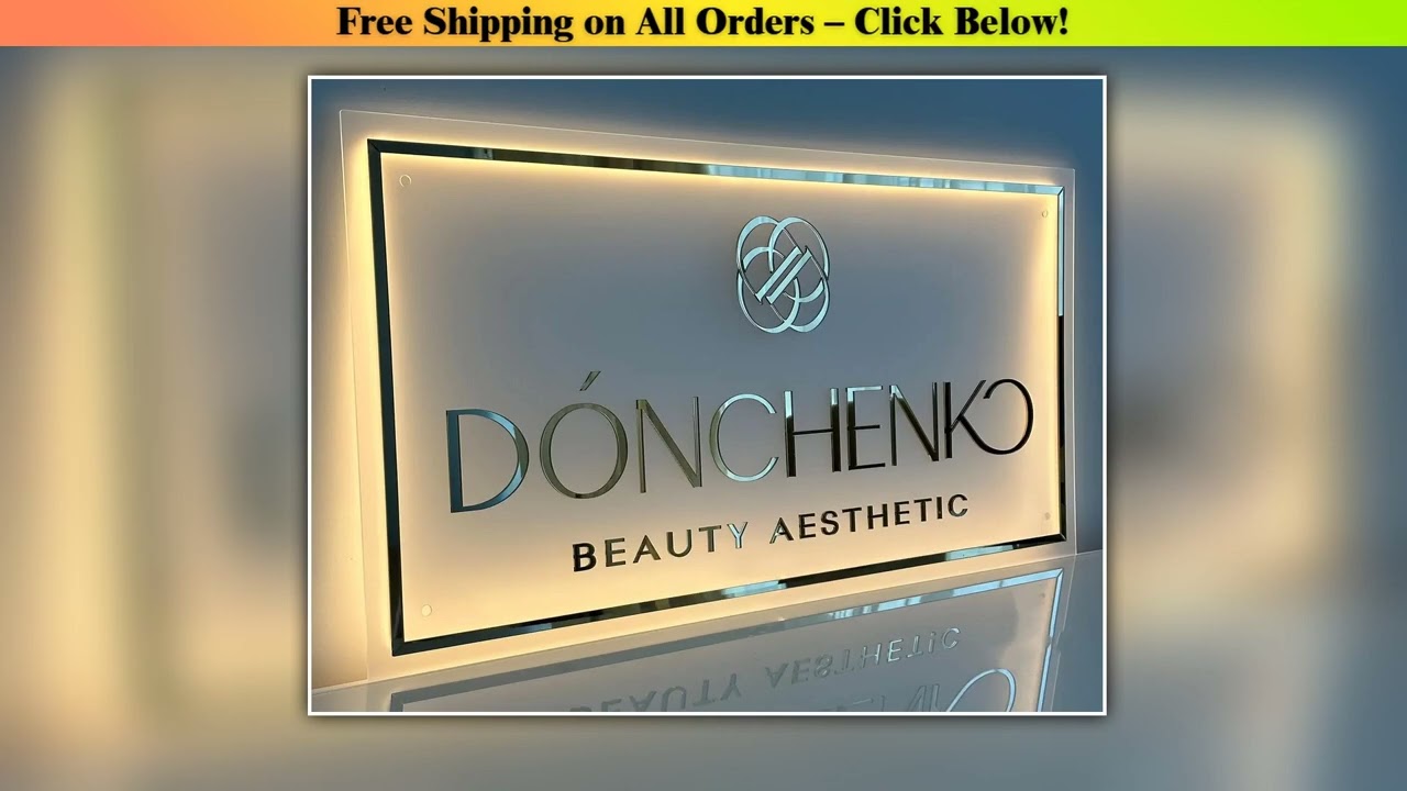 Custom Business Logo LED Sign Backlit Acrylic 3D Rectangle Wall Decor for Beauty Salon Office