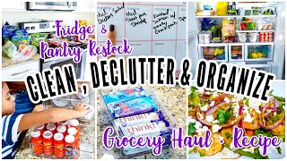 Clean & Organize With Me Pantry & Refrigerator Restock  | Grocery Haul & Recipe 2021