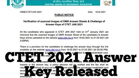 CTET 2021 Official answer Key Released/CTET Answer Key/#ctet_answer_key_2021/#ctet2021