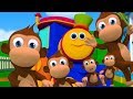 Bob o trem | Cinco macacos pequenos | Canções infantis | 3D Rhymes | Bob Train Five Little Monkeys
