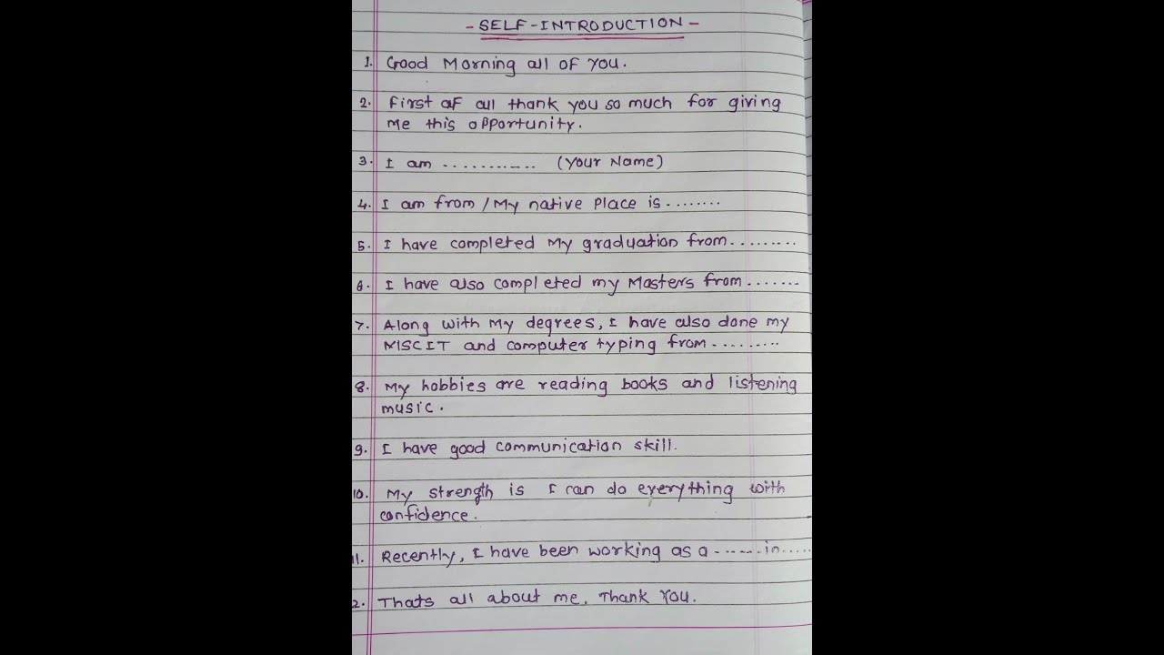 Self Introduction How To Introduce Yourself About Intro Tell