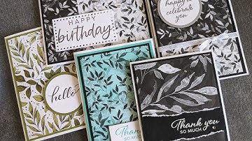 Make 5 quick cards with the new Botanical Textures Papers