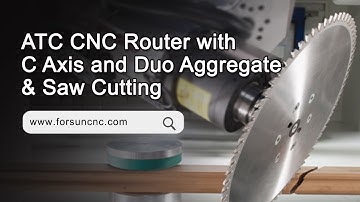 ATC CNC Router with C Axis and Duo Aggregate & Saw Cutting for Wood Engraving