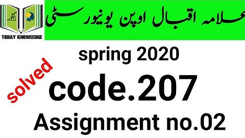 solved Assignment aiou code 207 spring 2020