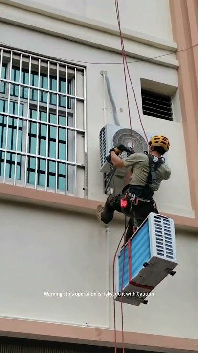 High-Rise Apartment Air Conditioner Installing Process- Wisdom Tips Tools Machine Easyway Easywork !