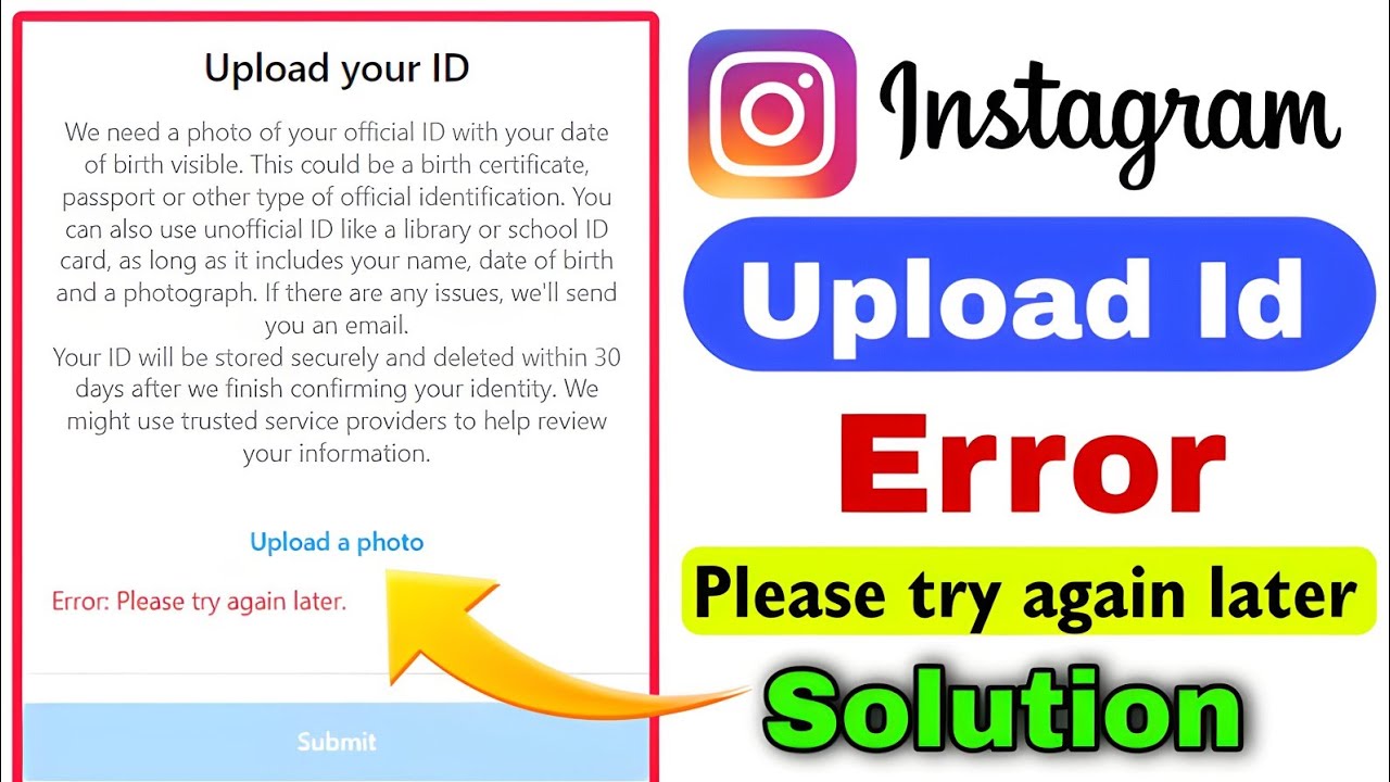 Upload your id instagram error please try again later telugu | Error ...