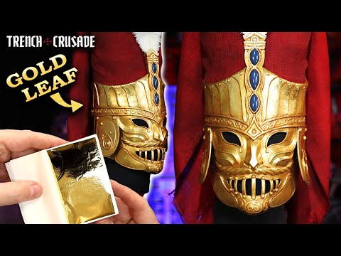 How to Make a Trench Crusade Cosplay Helmet using Gold Leaf ! Janissary 3D Printing Galactic Armory