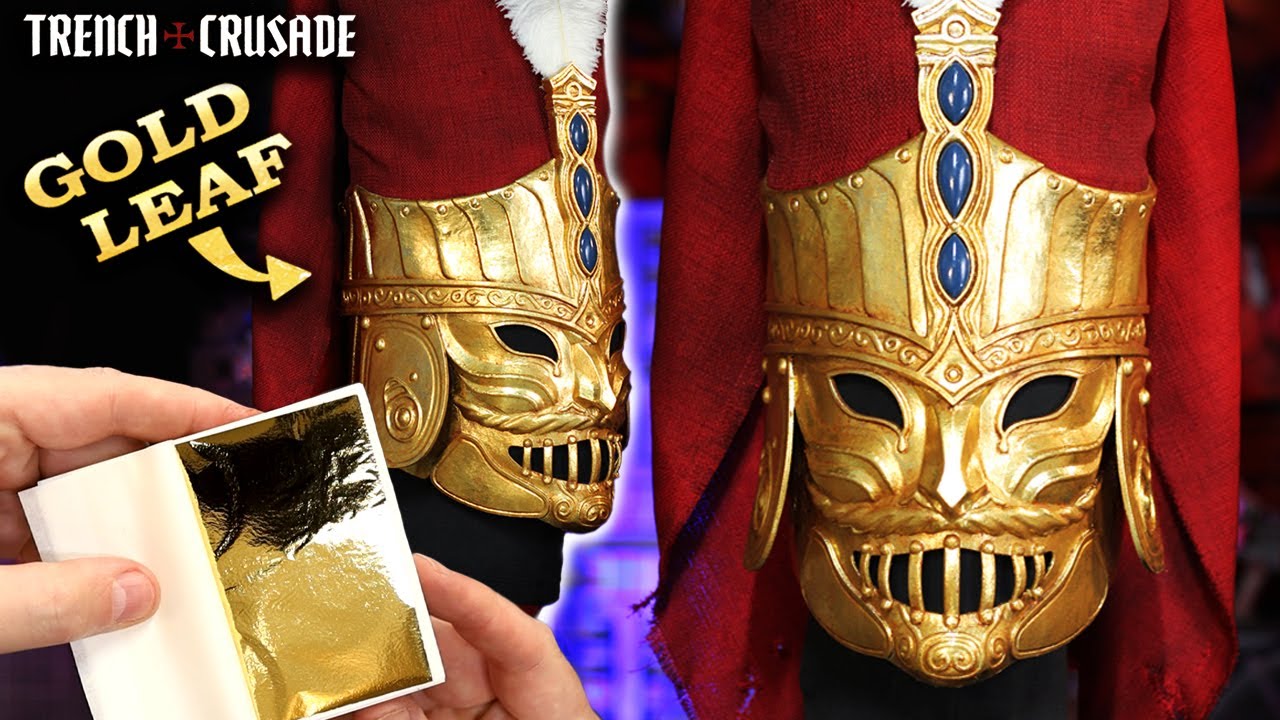 How to Make a Trench Crusade Cosplay Helmet using Gold Leaf ! Janissary 3D Printing Galactic Armory