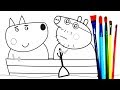 Row Row Row Your Boat | Daddy Pig Friends Together Coloring Pages