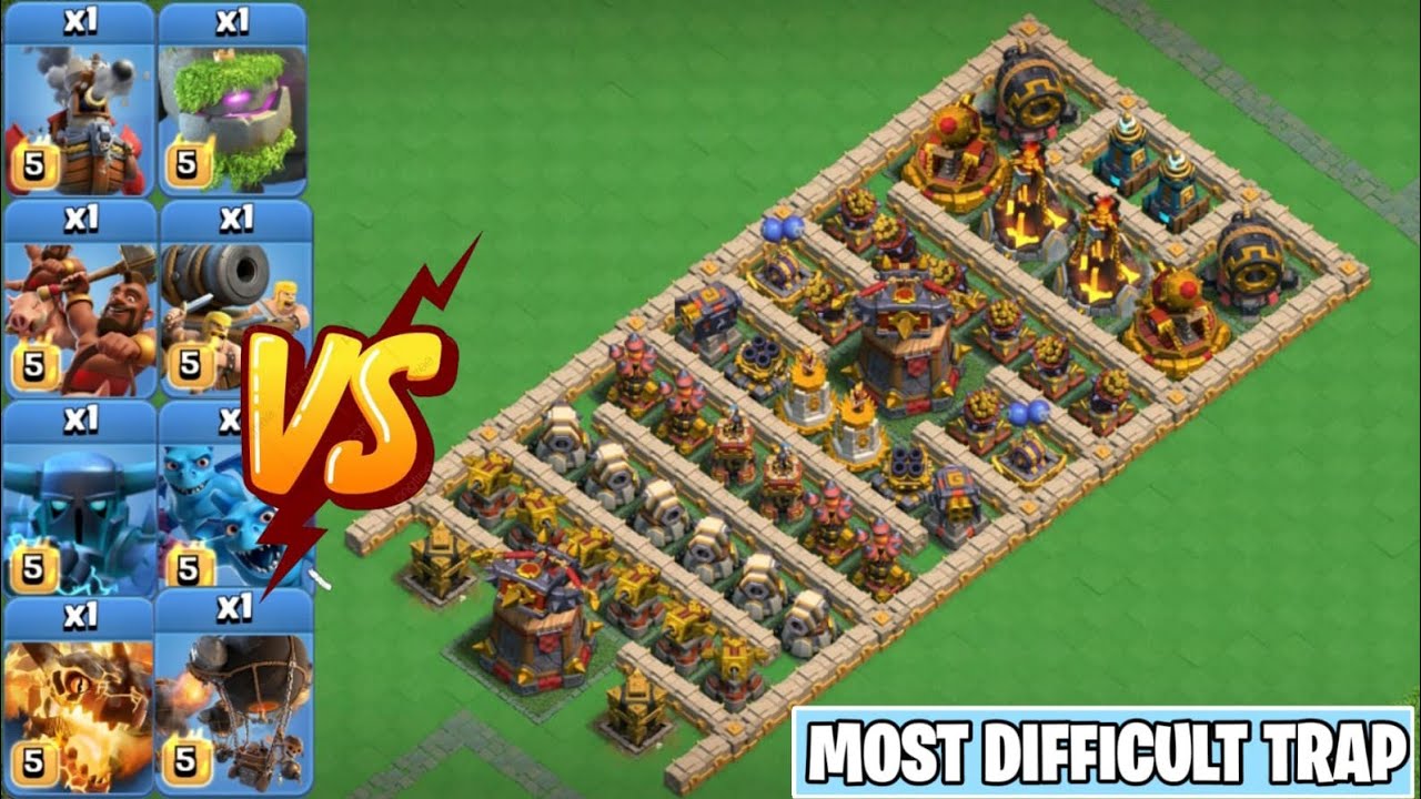 Most Difficult Clan Capital Troll Trap Challenge | Max Level Troops Vs Troll Trap | Clash Of Clans