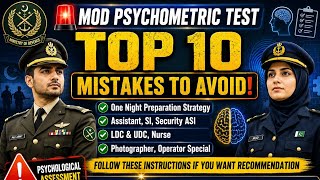 🚨 MOD Psychometric Test 2026 | Top 10 Mistakes to Avoid | Assistant, SI, Security ASI, LDC, UDC, OS
