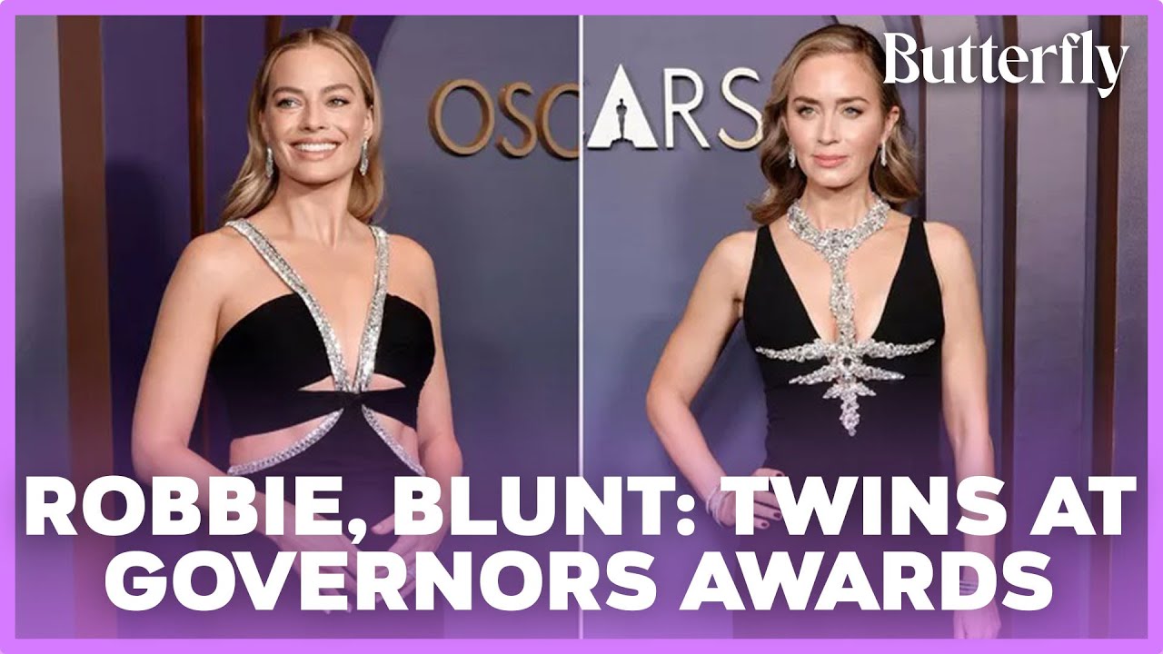 Margot Robbie and Emily Blunt Wear Nearly Identical Dresses at