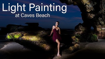 Night model shoot: Light Painting  at Caves Beach: