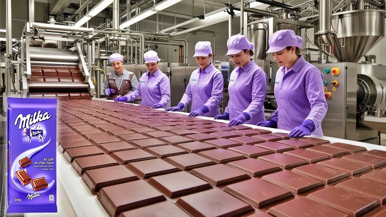 Comment de chocolats Milka Alpine (Milka milk chocolate) sont produits dans l'usine