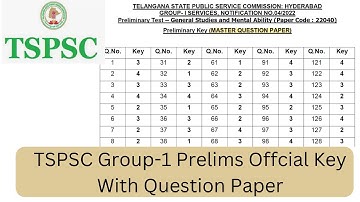 TSPSC Group-1 Prelims Official Key With question Paper