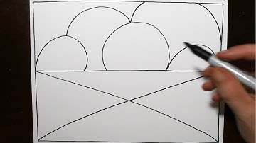 Daily Line Illusion | Zentangle Landscape 3D Abstract Pattern / Spiral Drawing / Satisfying Art