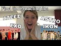 Reacting to kpop songs for the first time  exo ateez astro  ikon