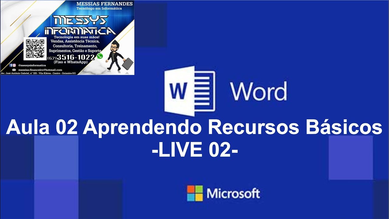 Microsoft Word Aula 02 Aprendendo Recursos Básicos - Live - YouTube