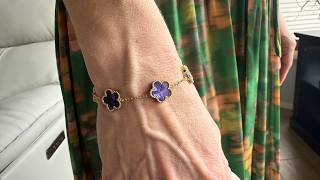 BAREEK Four Leaf Clover Bracelet for Women 18K Gold Plated Stainless Steel Lucky 4 Leaf Chain Link A