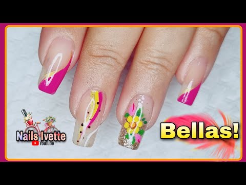 Decoración de uñas sencillas y delicadas / Diseño de uñas fácil de hacer / Video de uñas decoradas @NailsIvette