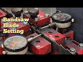 Video #2, setting a thin kerf bandsaw sawmill blade on a cooks cat claw setter
