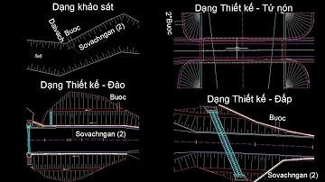 Rải taluy bình đồ dạng khảo sát, dạng thiết kế: đào, đắp, tứ nón