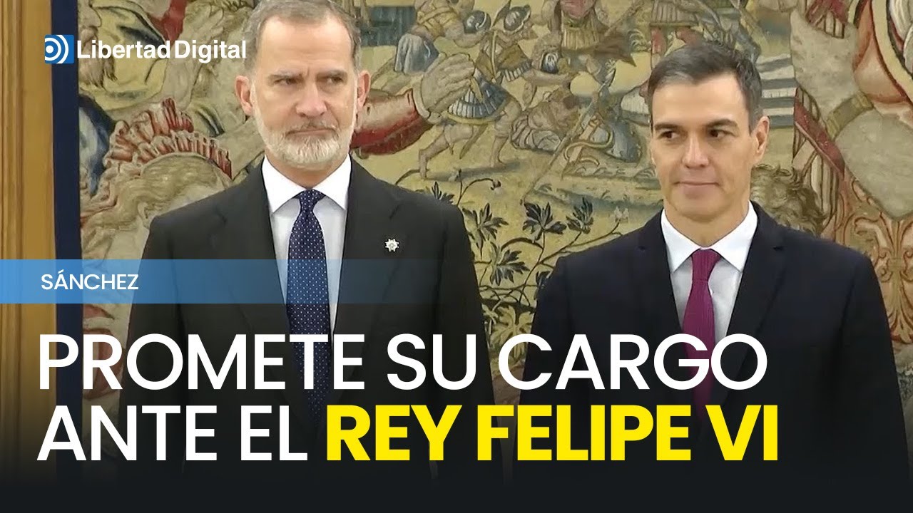 Sanchez promete su cargo ante el Rey Felipe VI con rostro serio