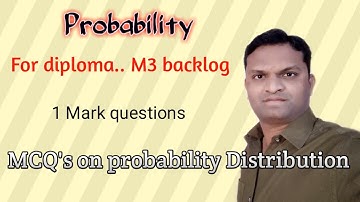 MSBTE | Diploma M3 G scheme | Probability | MCQ on Probability Distribution