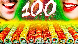 ASMR 100 SUSHI  4 KG SUSHI  how can we eat so much?!