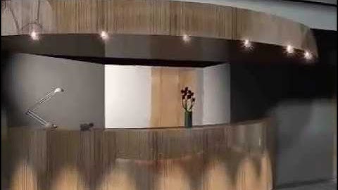 3D animation of reception desk and lobby