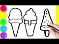 How to draw a ice cream rainbow princess and flower  drawing tutorial art