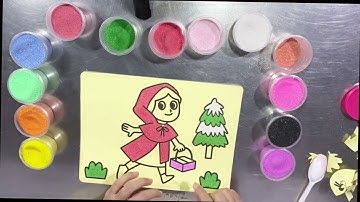 sand painting little red riding hood (tranh cát cô bé quàng khăn đỏ) #sandpainting #coloringforkids