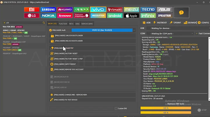 Vivo Y20 FRP bypass UNLOCK TOOL 1 CLICK 2025