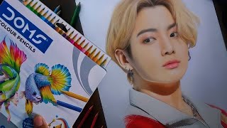 🎨DRAWING JUNGKOOK WITH DOMS COLOUR PENCIL🔥 @DOMSIndiaofficial@BTS screenshot 5