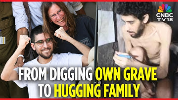 KIJK: Israëlische gijzelaar Evyatar David herenigd met familie nadat hij gedwongen werd zijn eige...