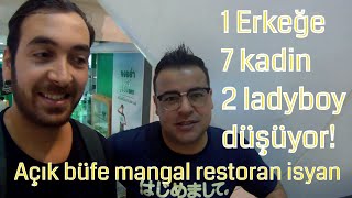 Tayland&#39;da 1 erkege 7 kadın ve 2 ladyboy düşüyor! Açık büfe et mangal | Tayland Rehberi | Vlog 10