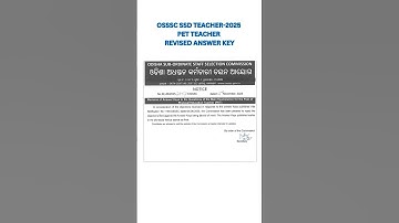 OSSSC SSD TEACHER-2025 PET TEACHER REVISED ANSWER KEY #osssc #ssd #ossscteacher #ssc #tgt #teacher