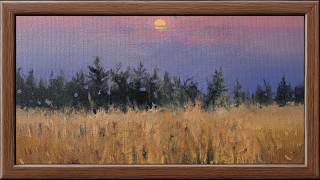 Golden Field Sunset Painting | Moody Landscape Art for Samsung Frame TV | Illusion Fine Art screenshot 3