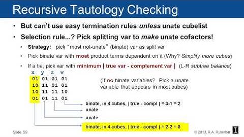 Computational Boolean Algebra  Recursive Tautology  URP Implementation (7/65)