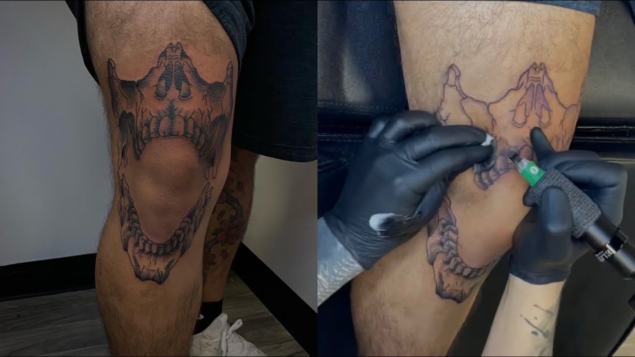 SKULL KNEE TATTOO! (PAINFUL) - YouTube