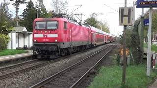 Züge Am Haltepunkt Kupfermühle Grasbahnsteige, Regionalverkehr Mit Baureihe 112 Im Jahr 2022