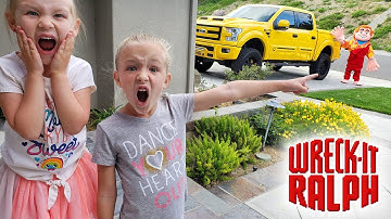 Wreck It Ralph Comes To My House In Real Life! Tonka Crushes Stuff!!