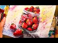 КЛУБНИКА |Рисуем объем, стекло🍓