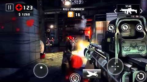 Dead trigger 2 scar & type 92 level 57 gameplay iOS on hard take no damage TDU 55+